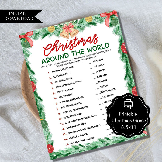 Christmas Greetings Around the World Printable Game 8.5x11