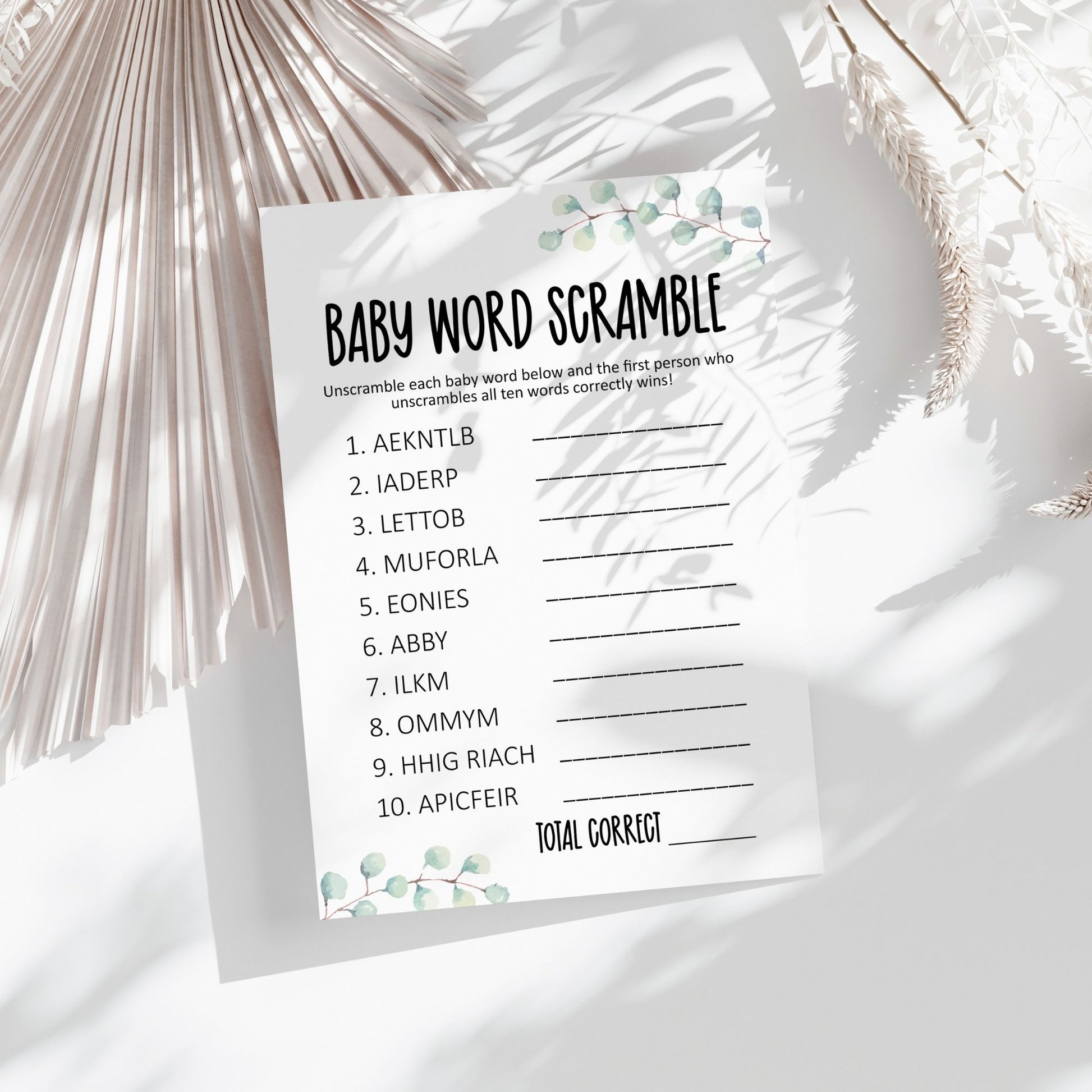 Baby Word Scramble Game | Printable Baby Shower Activity | Fun Baby Shower Game | Instant Digital Download