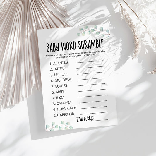 Baby Word Scramble Game | Printable Baby Shower Activity | Fun Baby Shower Game | Instant Digital Download