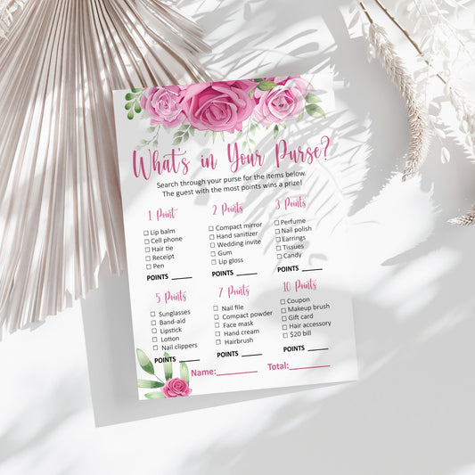 Floral-Themed What's in Your Purse Bridal Shower Game