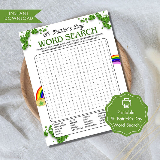 St. Patrick's Day Word Search Puzzle Game
