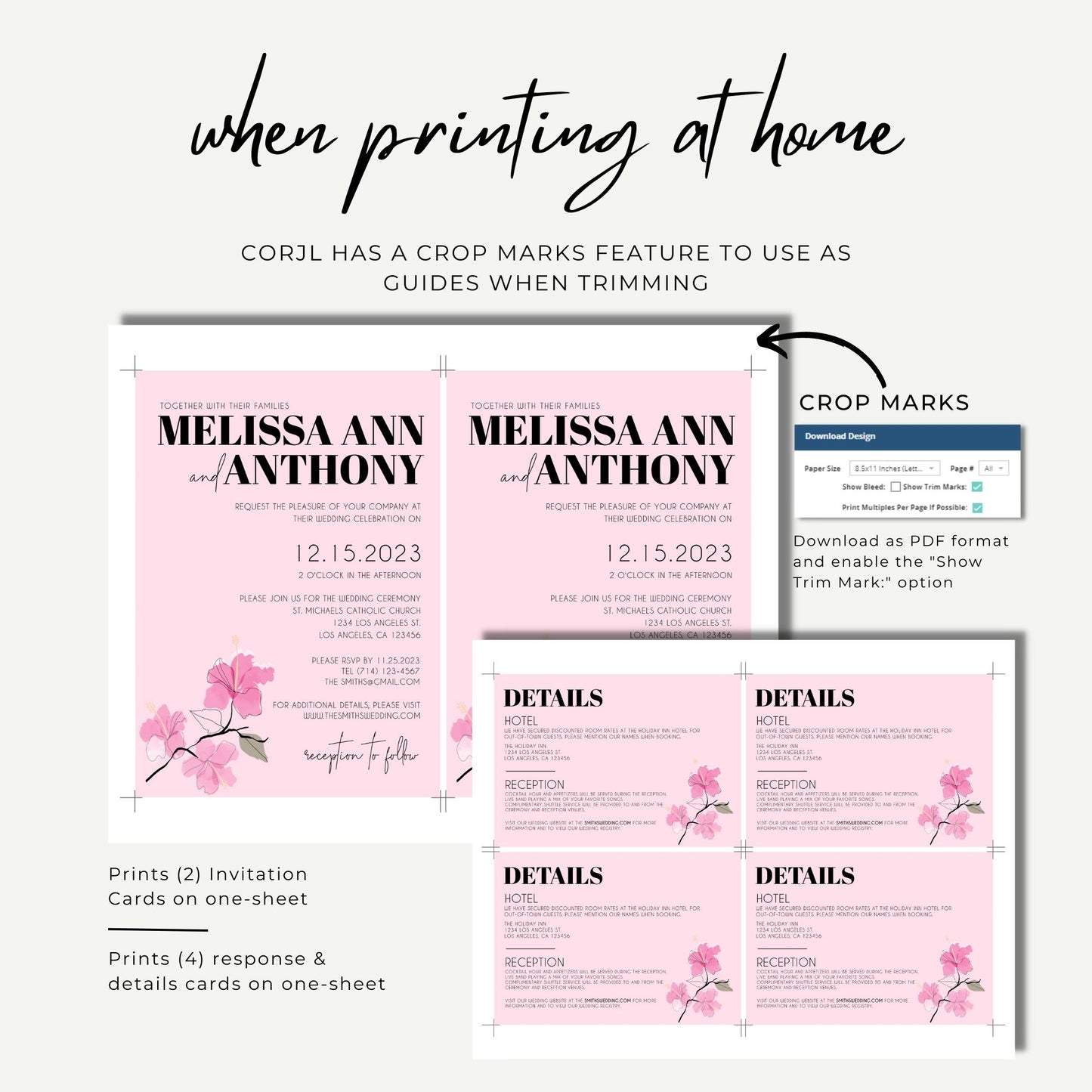 Pink Floral Wedding Invitation Template