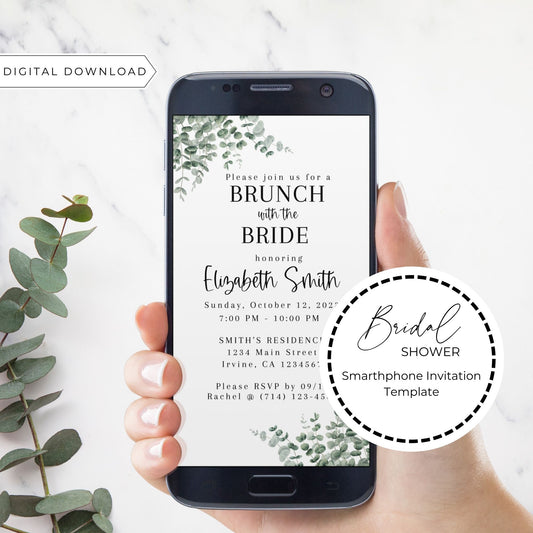 Eucalyptus Bridal Shower Electronic Smartphone Invitation