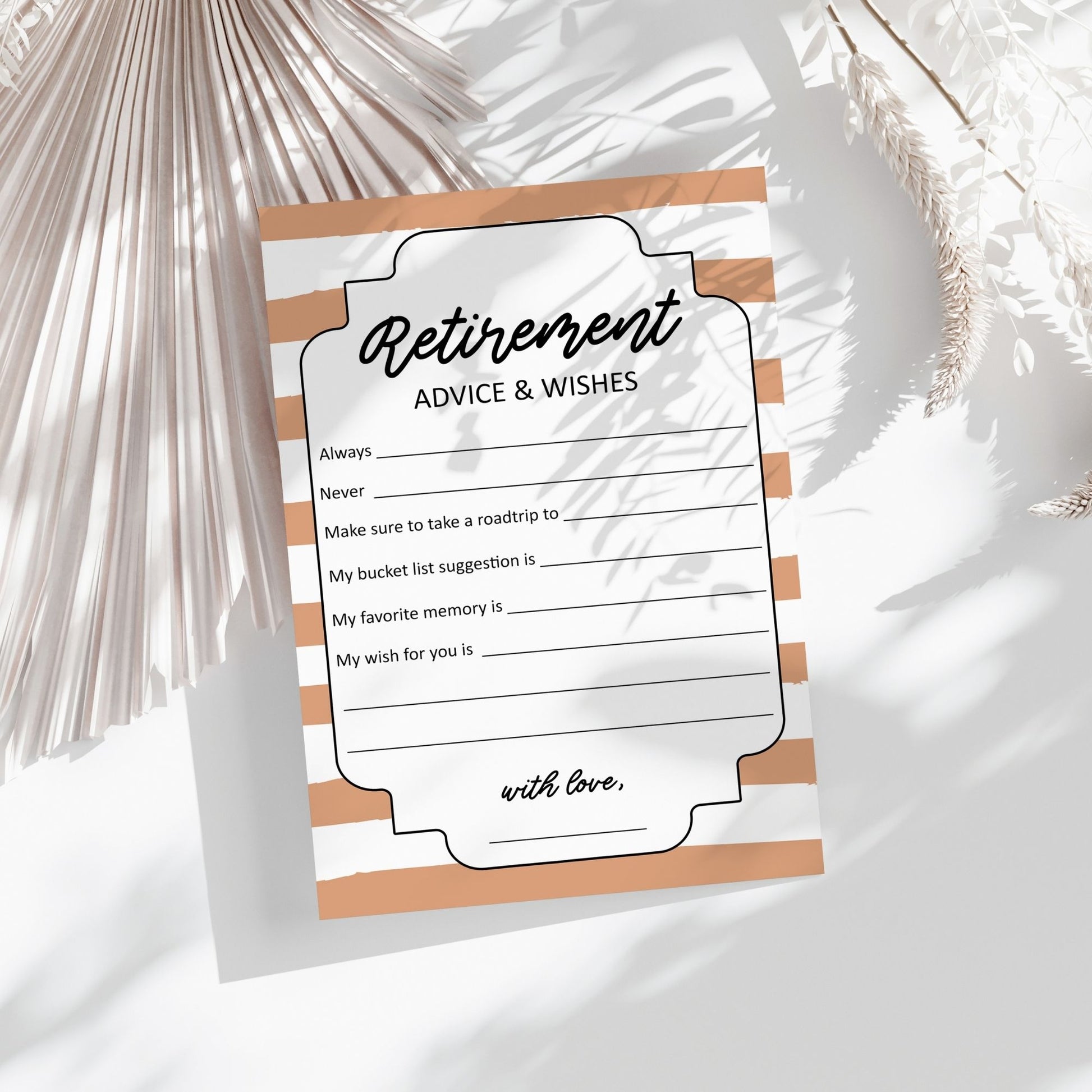 Retirement Advice & Wishes Card | Printable Retirement Party Activity | Instant Download Keepsake for Guests to Share Memories & Tips | 5x7 Digital File