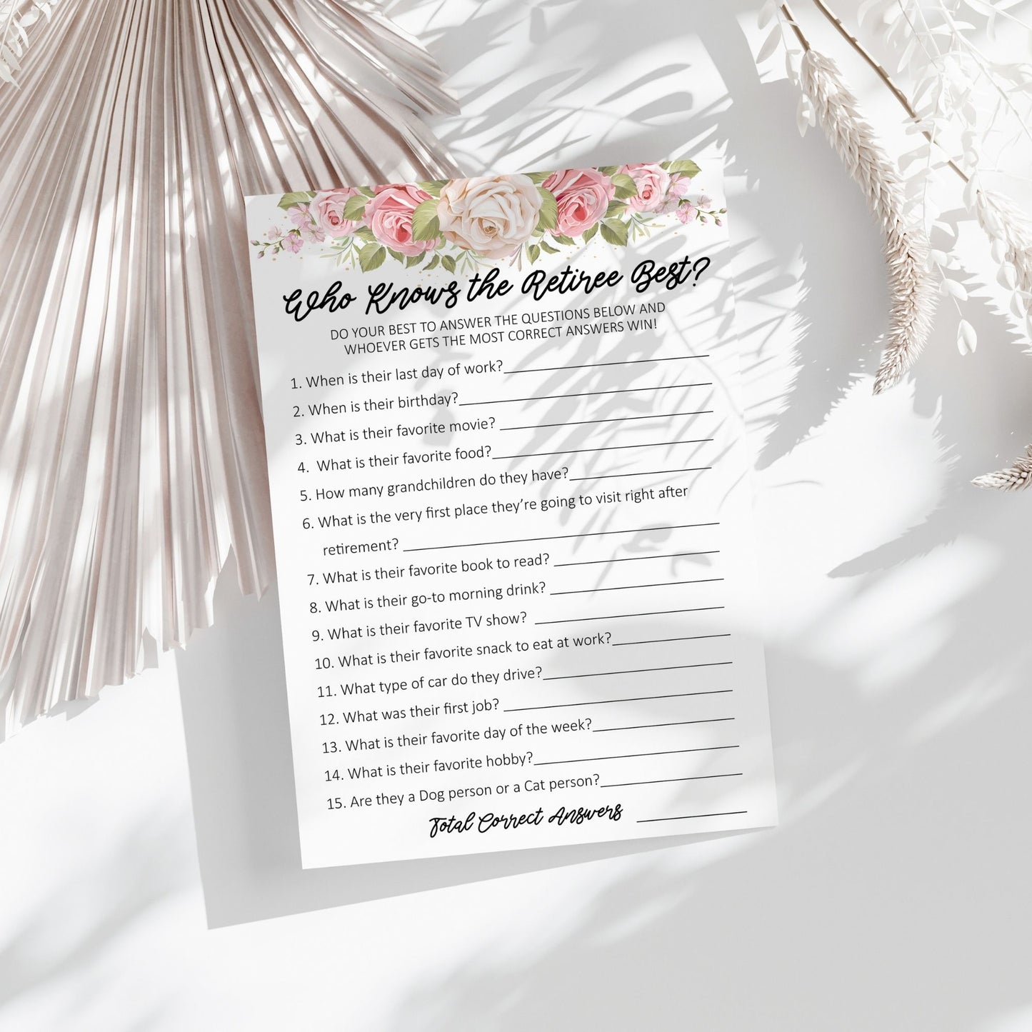 Who Knows the Retiree Best? Printable Retirement Party Game | Fun Trivia Quiz for Guests | Instant Download 5x7