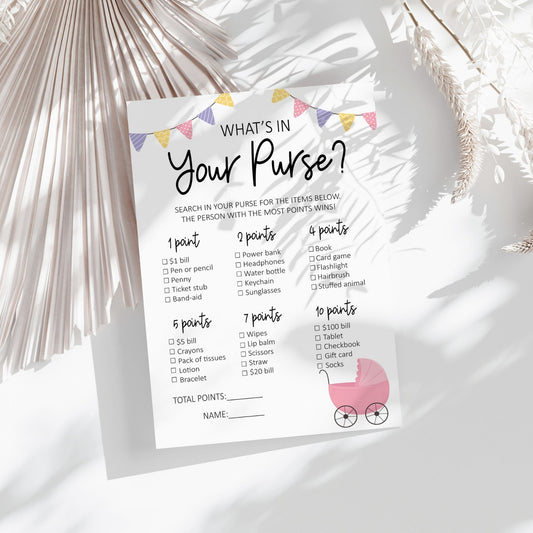 What's In Your Purse Baby Shower Game, Fun Printable Baby Shower Activity, Instant Download Baby Shower Game, Unique Party Game for Baby Showers