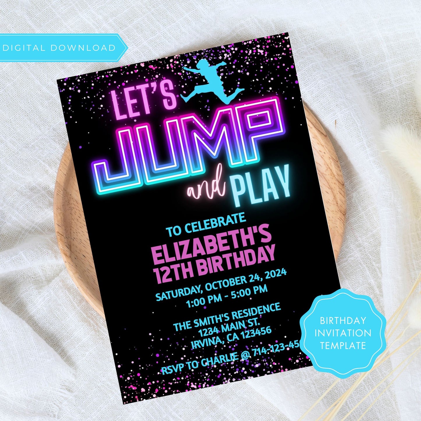 Let's Jump and Play Birthday Invitation Template
