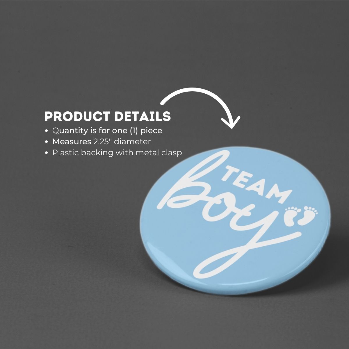 Team Boy Baby Shower Pin Back Button 2.25"