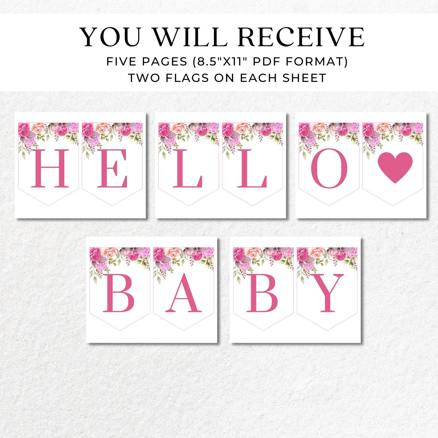 Hello Baby Printable Baby Shower Banner PDF