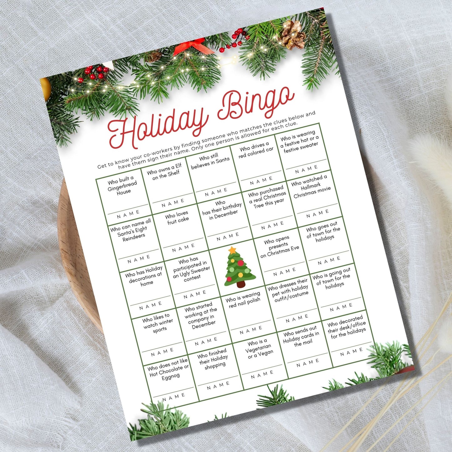 Holiday Christmas Office Party Game - Bingo