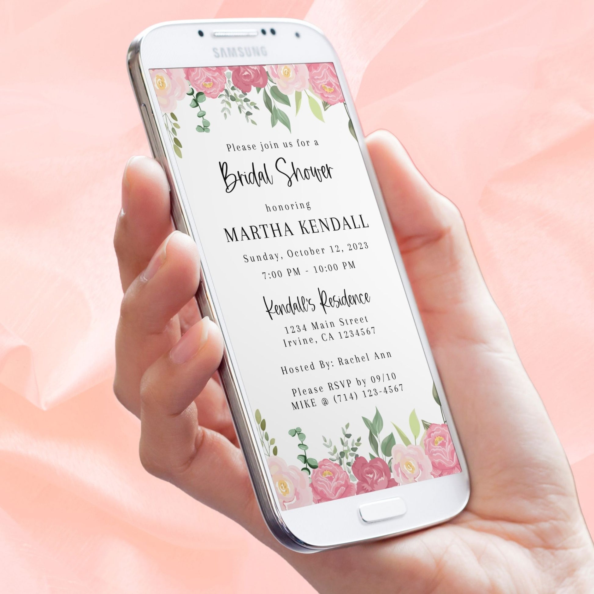 Floral Bridal Shower Electronic Smartphone Invitation