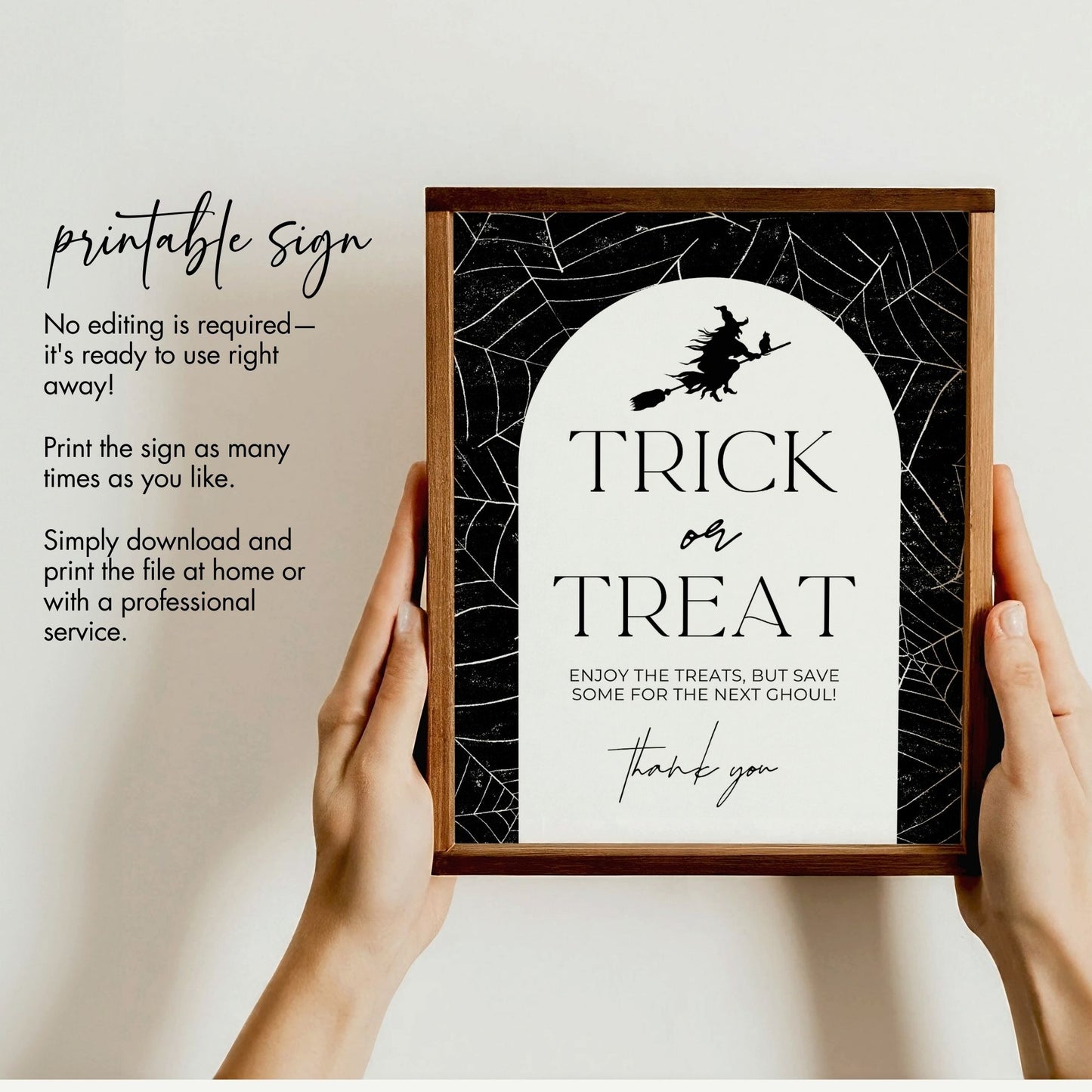 
Title:
Witch Trick or Treat Sign, Printable Halloween Candy Table Decor, Black and White Witch Theme, Spooky Party Sign, Instant Download