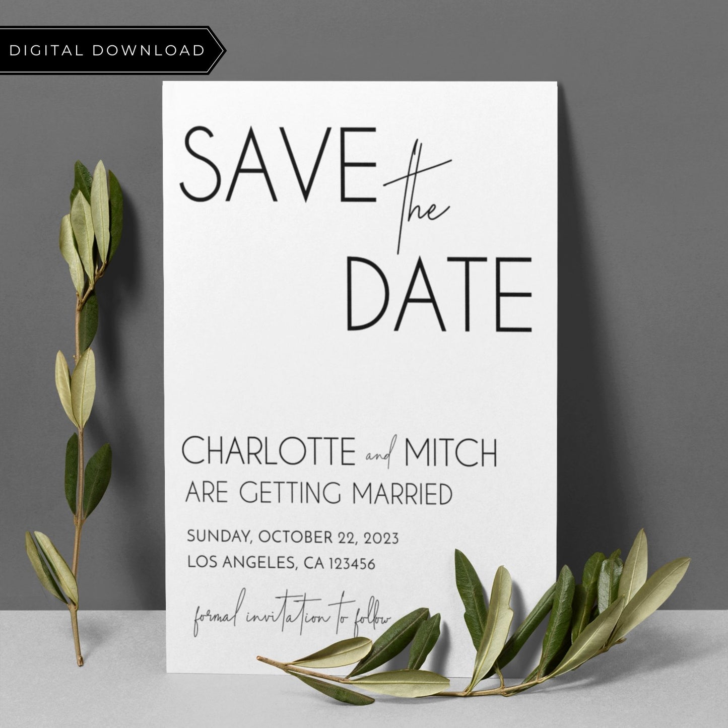 Minimalist Save the Date Invitation Template 5x7