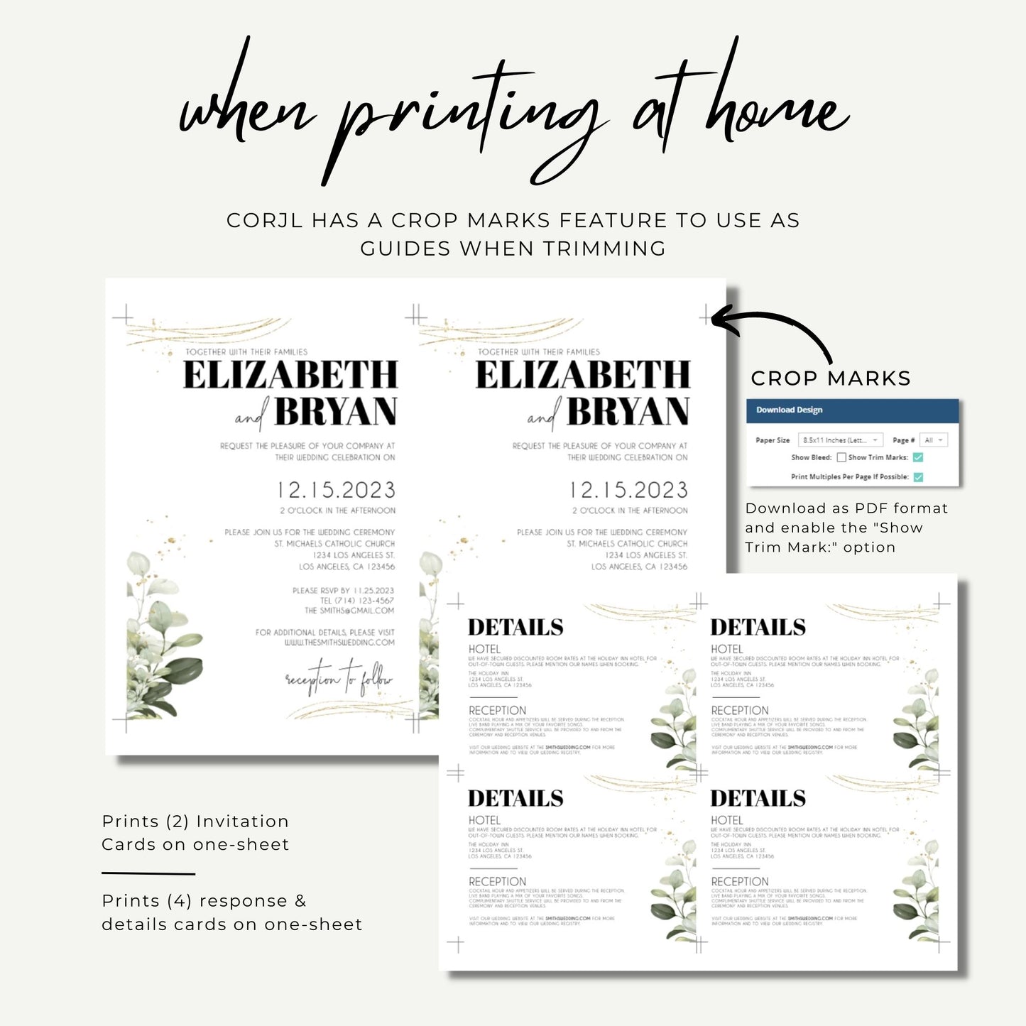 Eucalyptus Wedding Invitation Suite Template