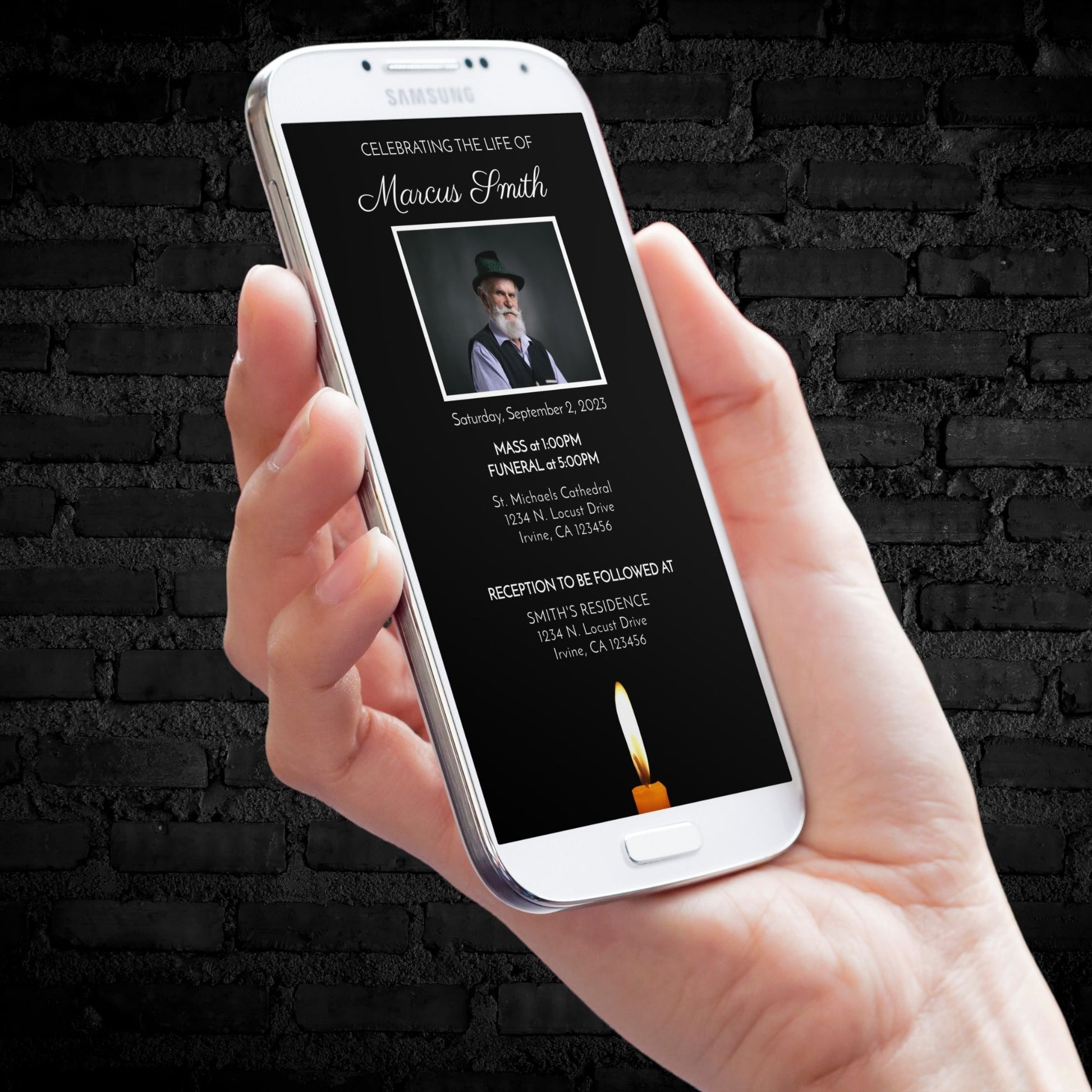 Funeral Service Electronic Smartphone Invitation Template