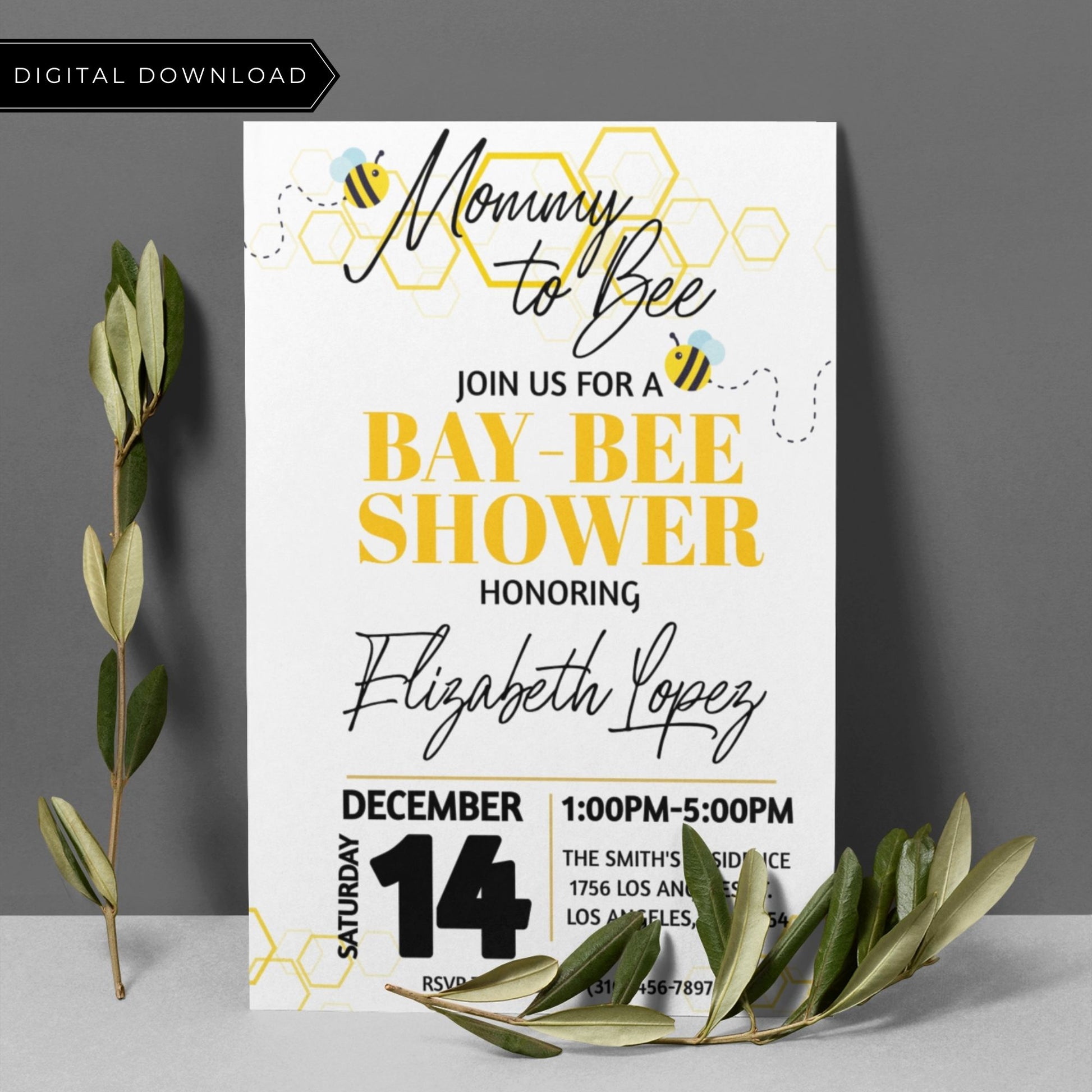 Mommy to Bee Baby Shower Invitation Template
