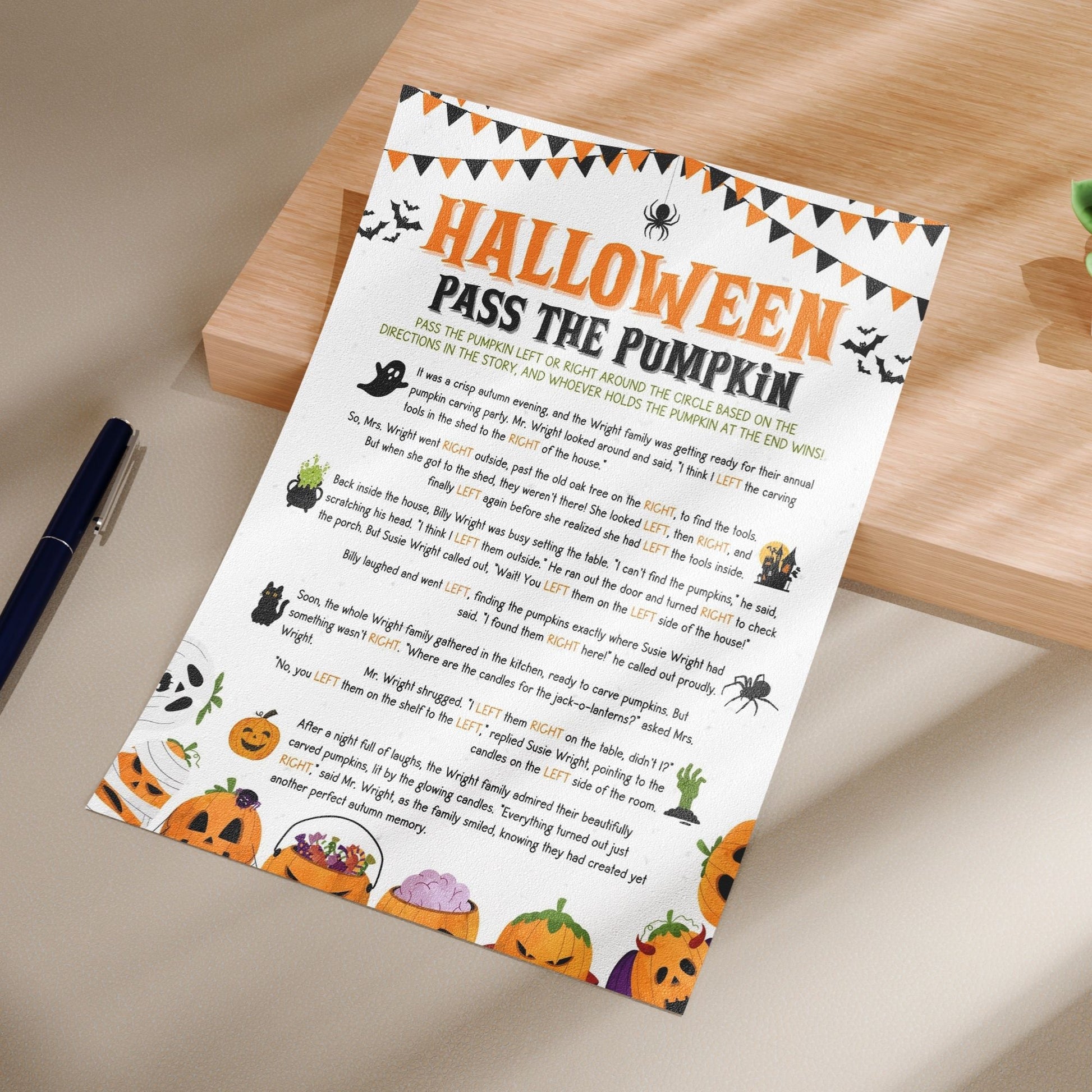 Halloween Pass the Pumpkin Game | Fun Printable Halloween Party Game for Kids & Adults | Easy Group Activity for Spooky Celebrations