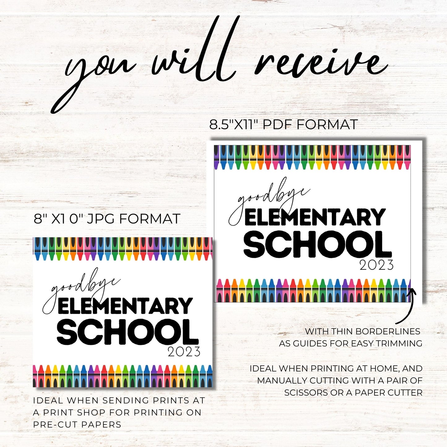 Goodbye Elementary School Sign Printable 8x10