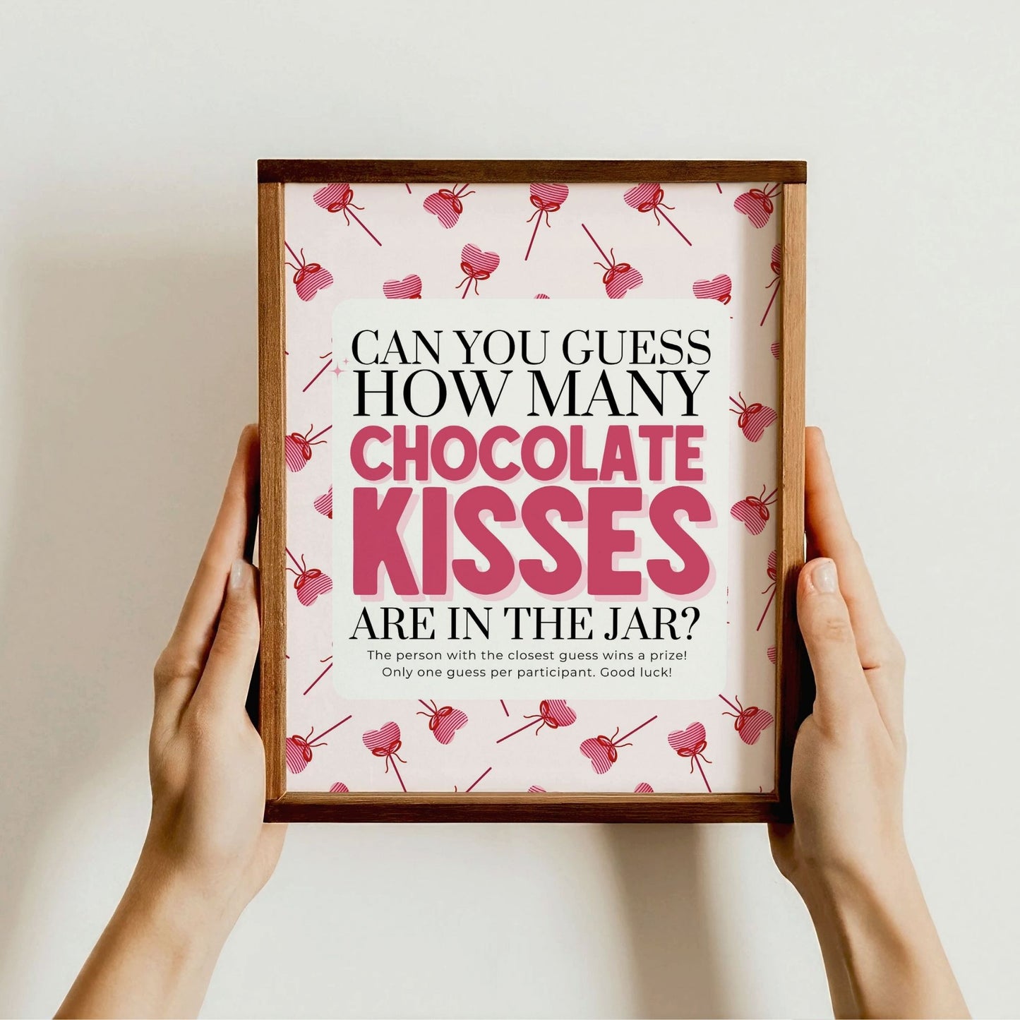 Valentine's Day Chocolate Kisses Guessing Game Sign – Fun 8x10 Printable Game for Couples, Families, Office Parties, Instant Download