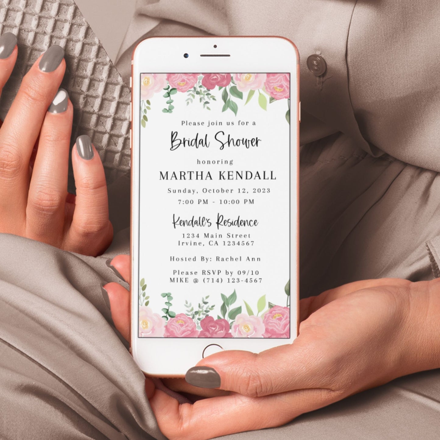 Floral Bridal Shower Electronic Smartphone Invitation