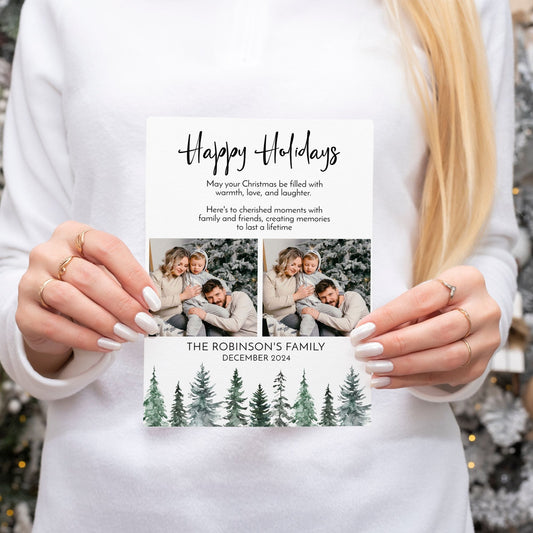 Editable Christmas Photo Card | Happy Holidays 2024 | Custom Family Holiday Card | Printable 5x7 Digital Download in Corjl