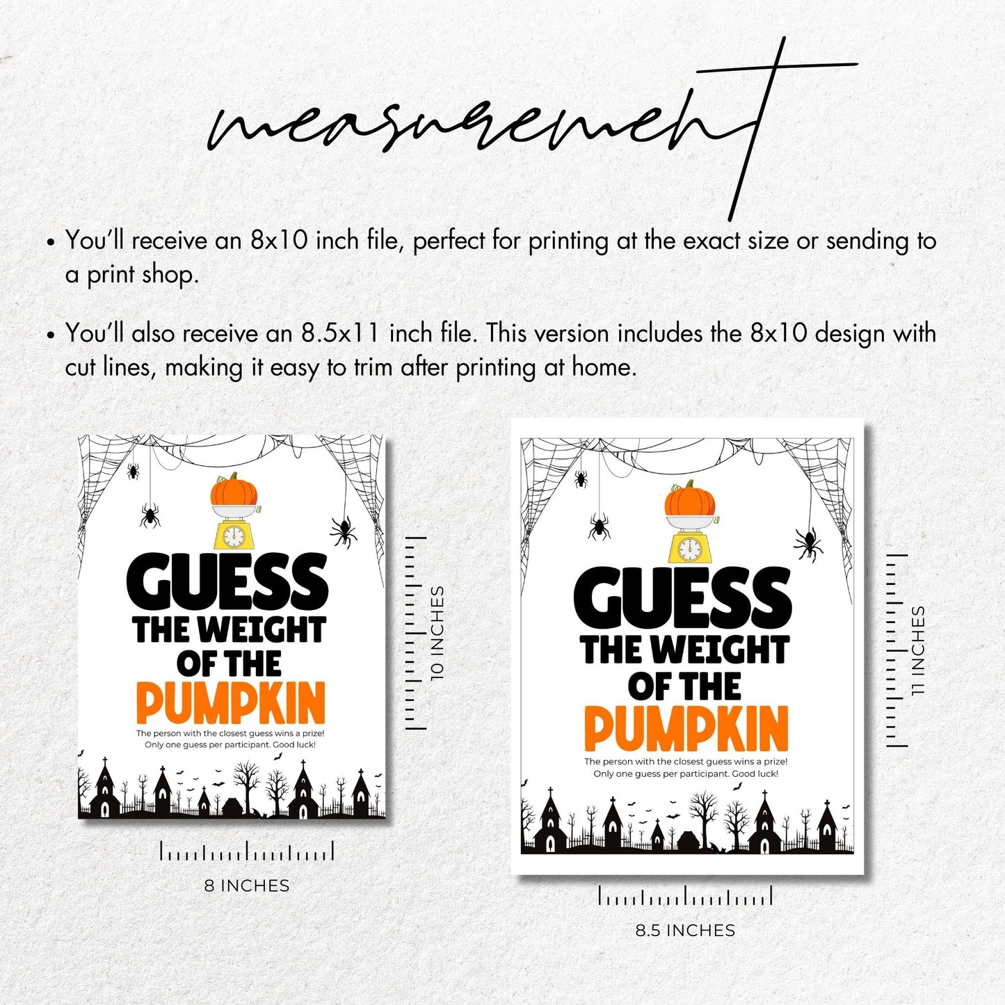 Guess the Pumpkin Weight Game Sign Printable