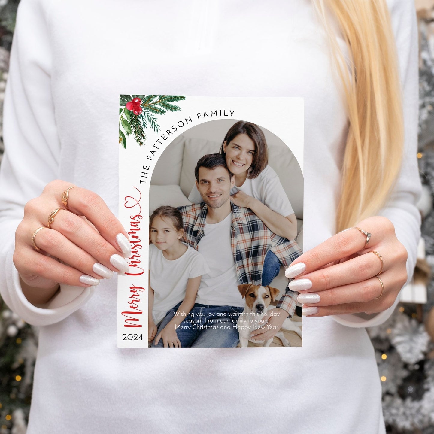 Editable Christmas Photo Card | Merry Christmas 2024 | Personalized Holiday Card | Customizable Family Photo Template | 5x7 Digital Download in Corjl