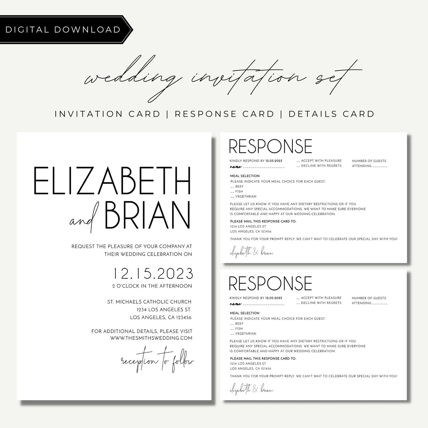 Minimalist Wedding Invitation Suite Template