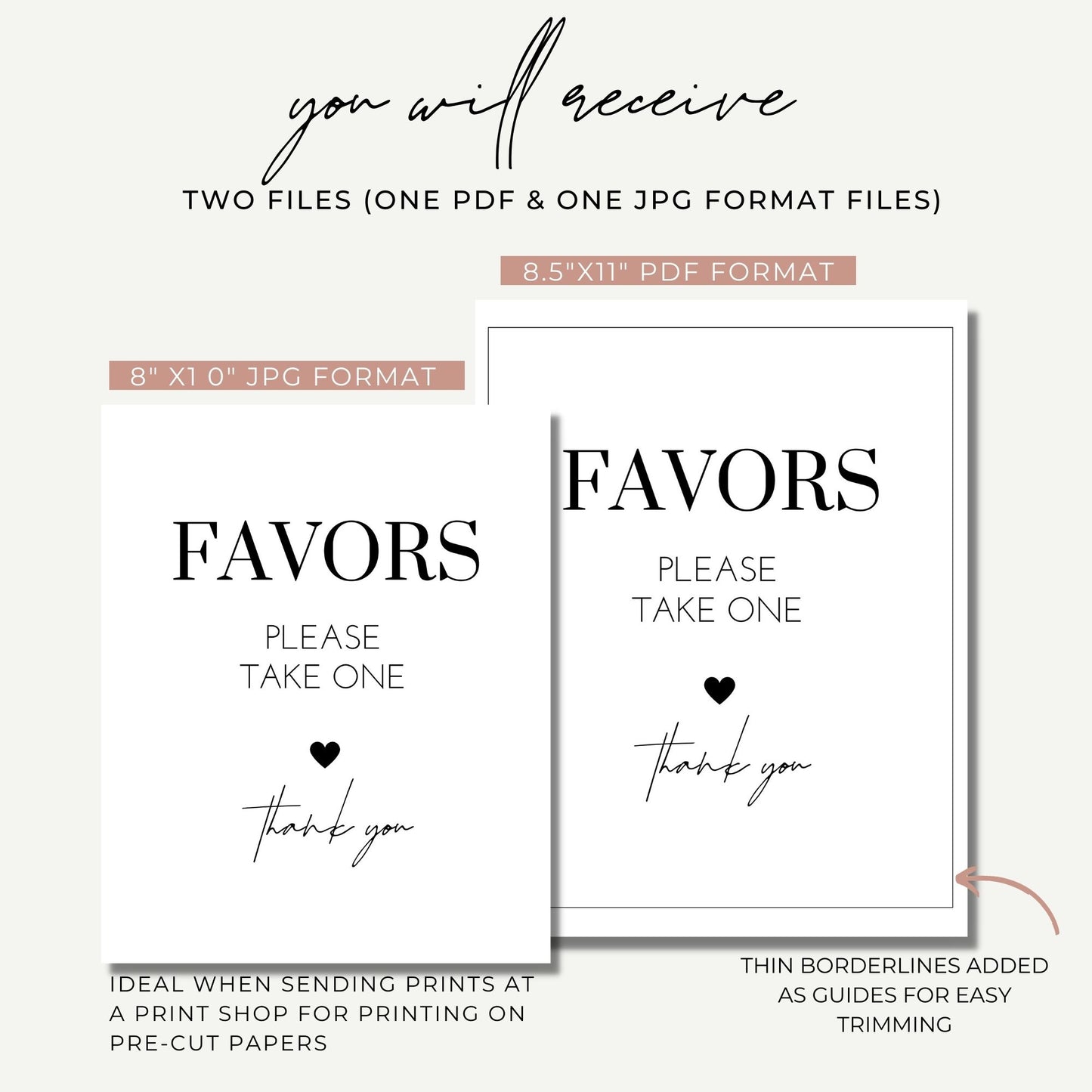 Minimalist Favors Sign Printable