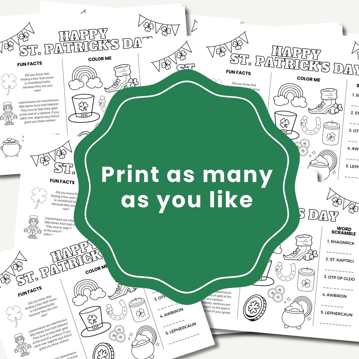 St. Patrick's Day Printable Activity 8.5x11