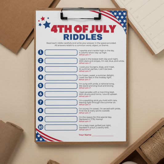 4th of July Office Riddles Game 8.5x11