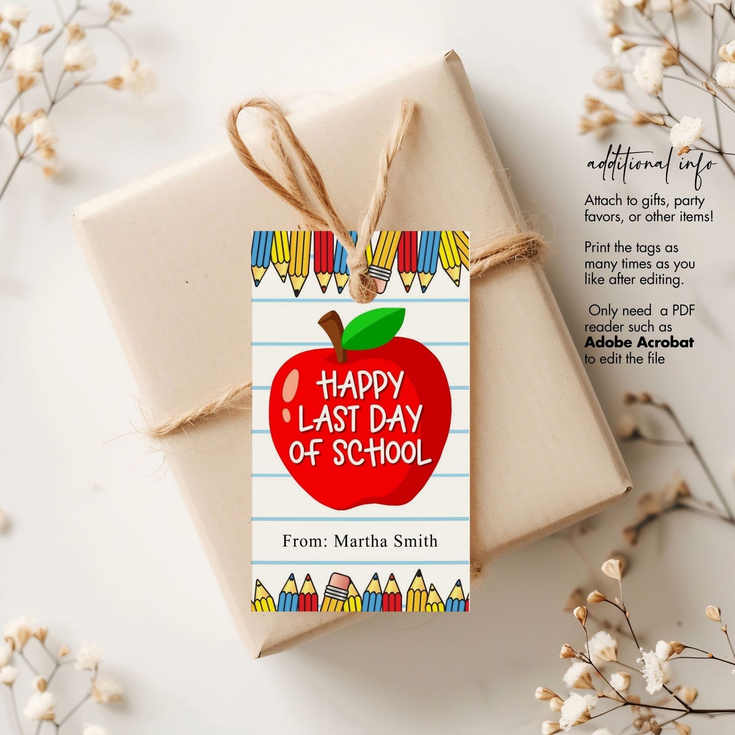 happy last day of school, school party tags, teacher gift tags, printable favor tags, school year end, apple theme tags, personalized school tags, classroom party, school printables, teacher appreciation, student gifts, custom school tags, end of year celebration, kids party supplies, teacher thank you