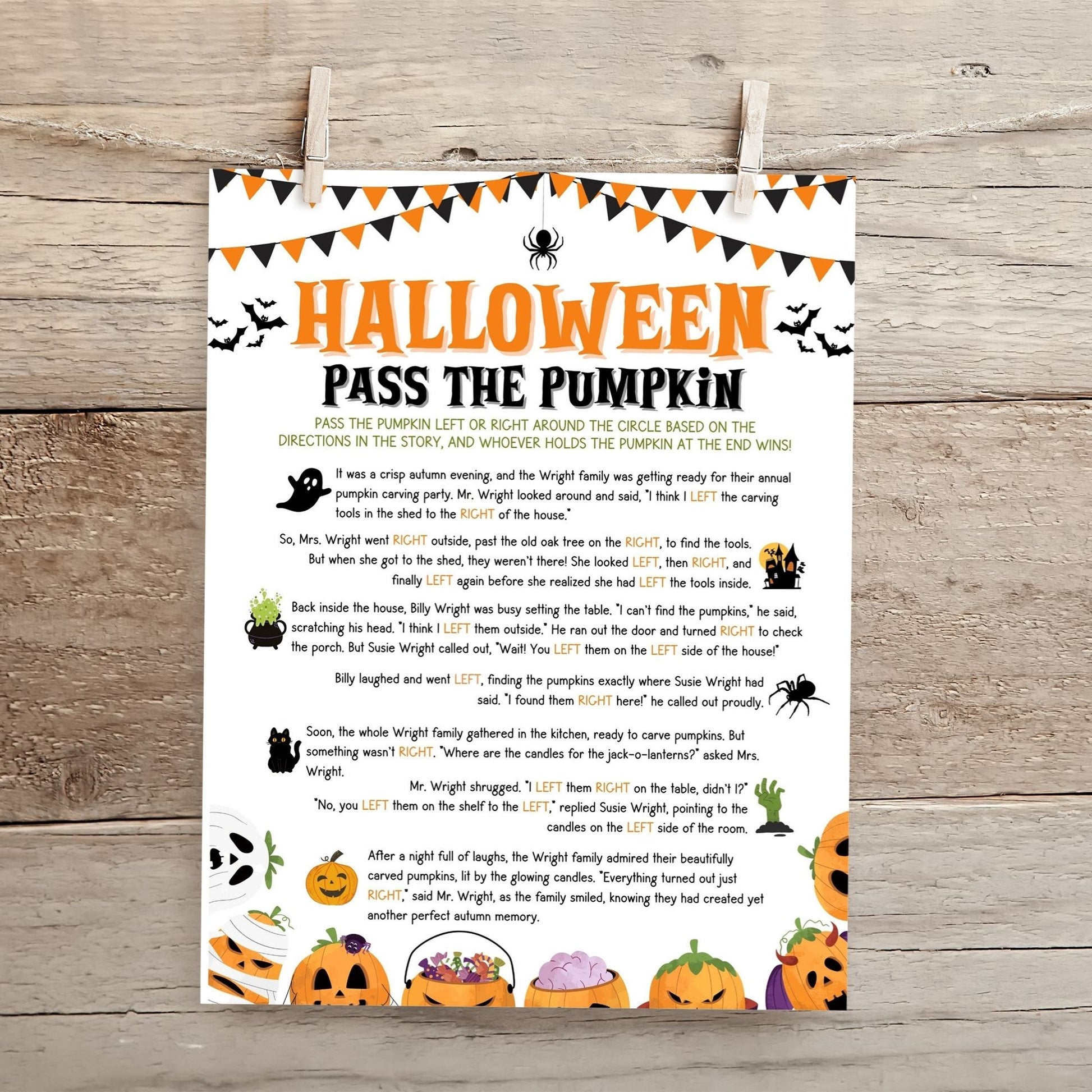 Halloween Pass the Pumpkin Game | Fun Printable Halloween Party Game for Kids & Adults | Easy Group Activity for Spooky Celebrations