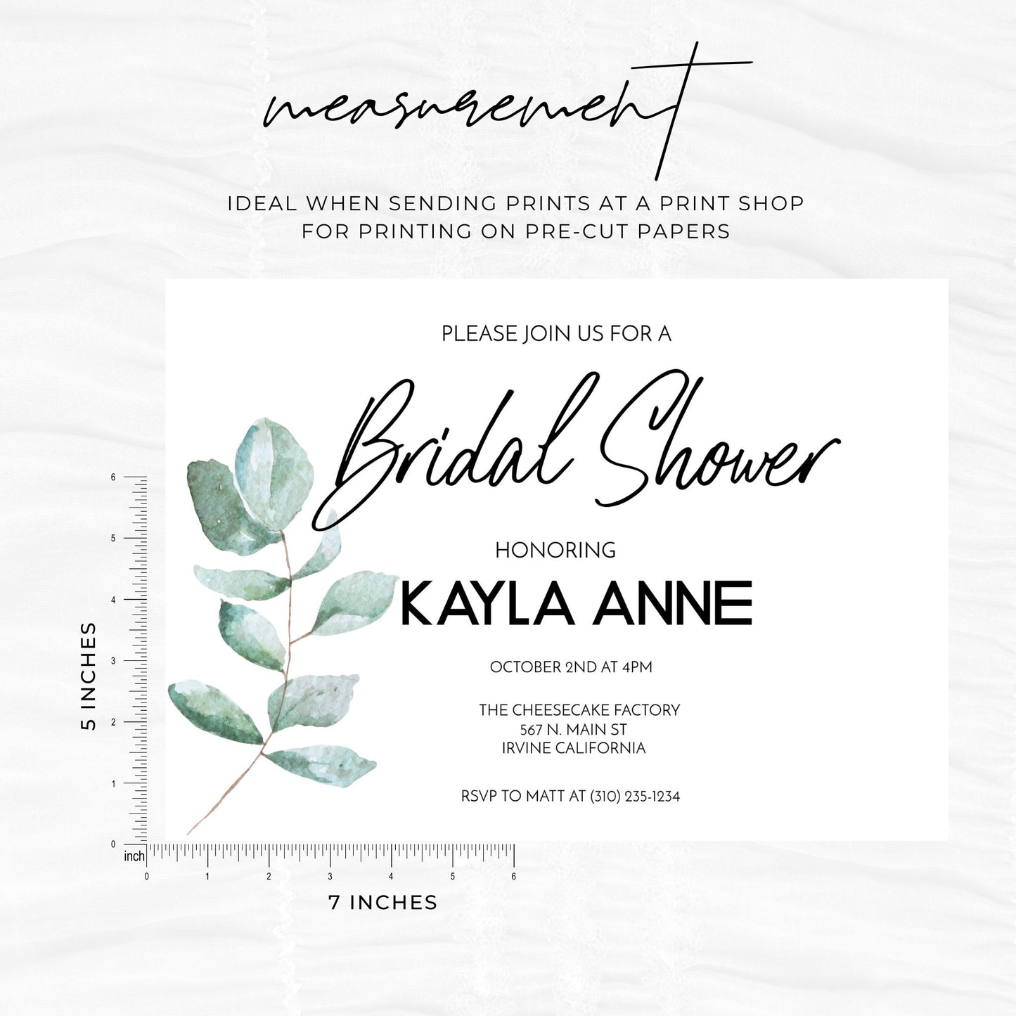 Bridal Shower Invitation Template - Greenery