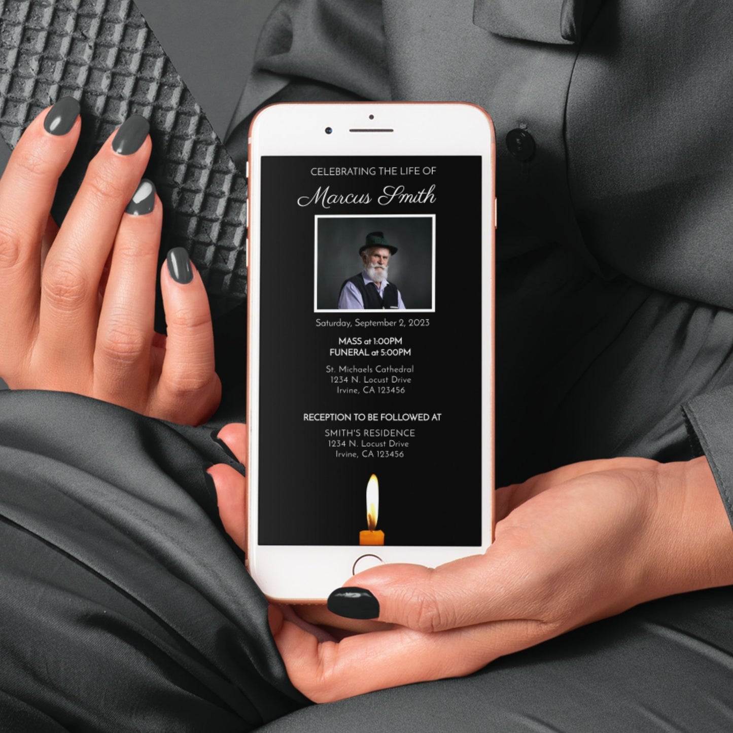 Funeral Service Electronic Smartphone Invitation Template