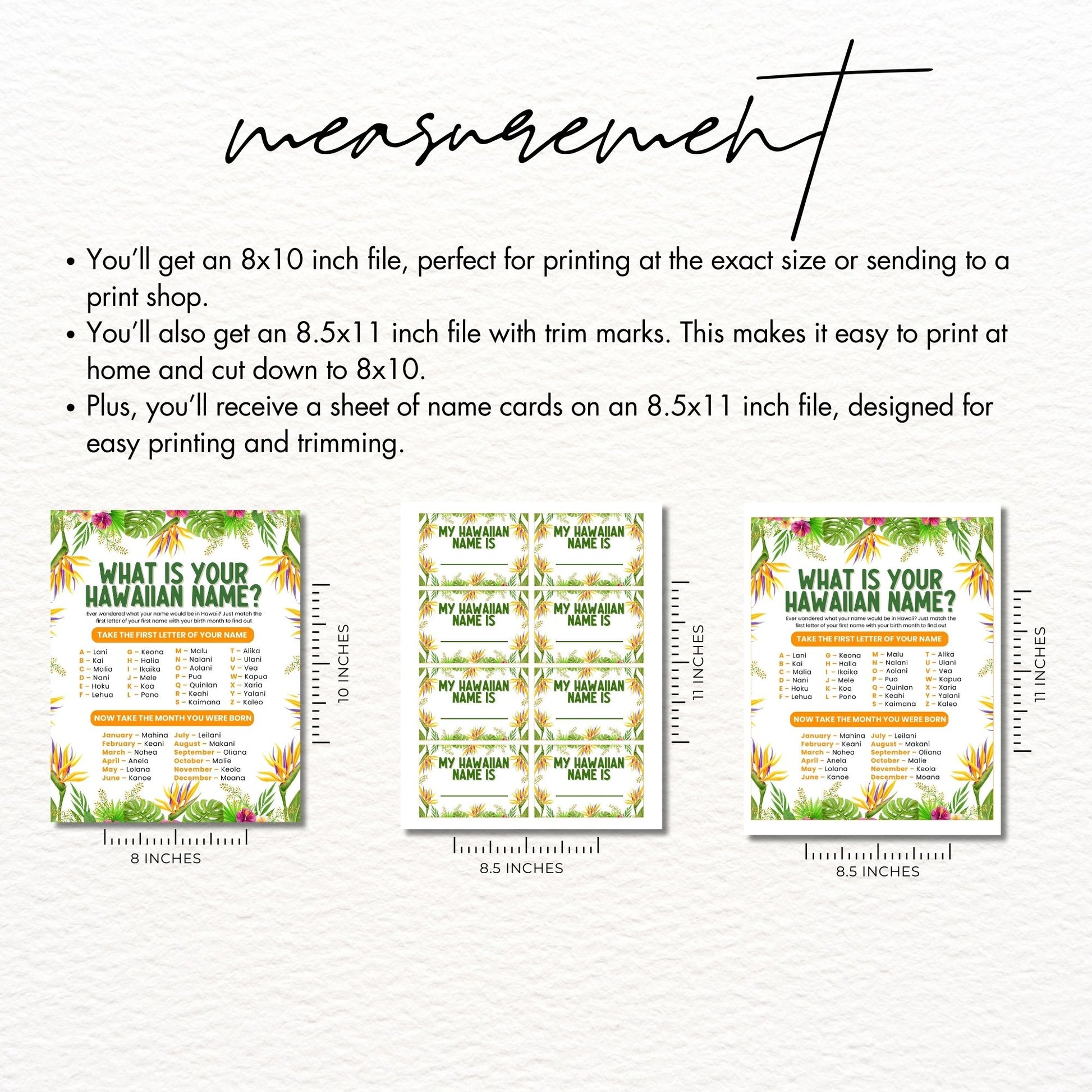 Measurement details and printed sheets with text and graphics on a white background