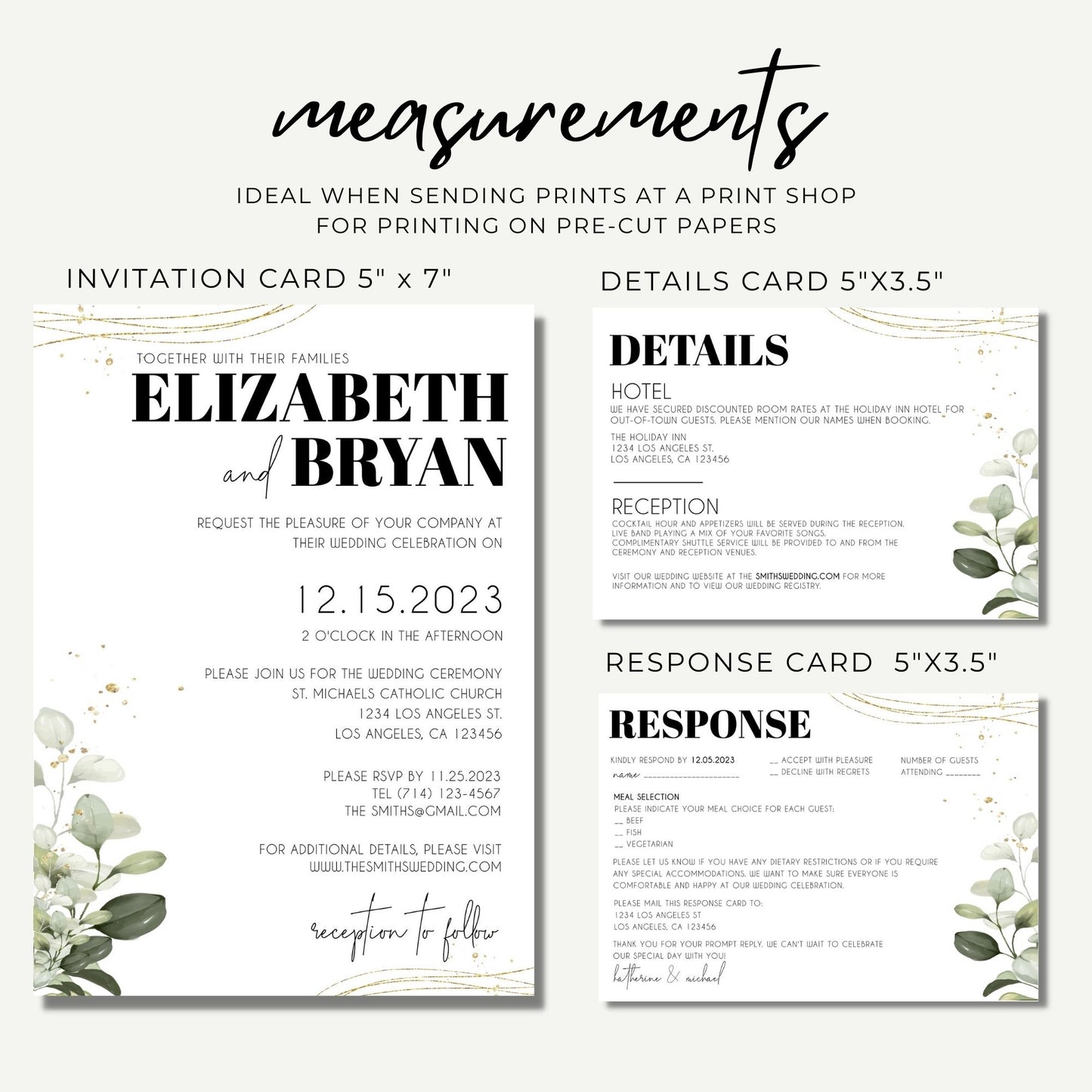 Eucalyptus Wedding Invitation Suite Template