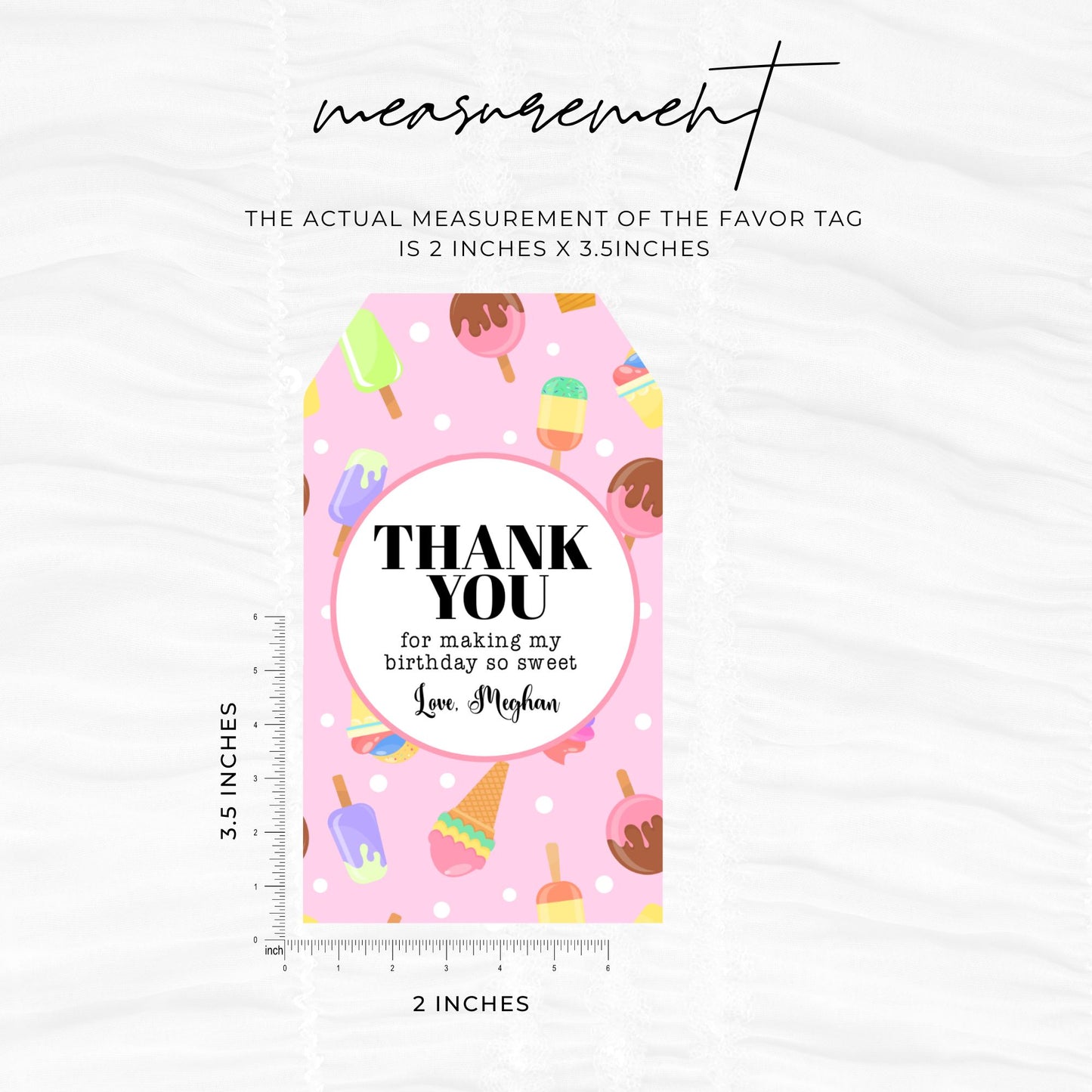 Ice Cream Birthday Thank You Tags Template