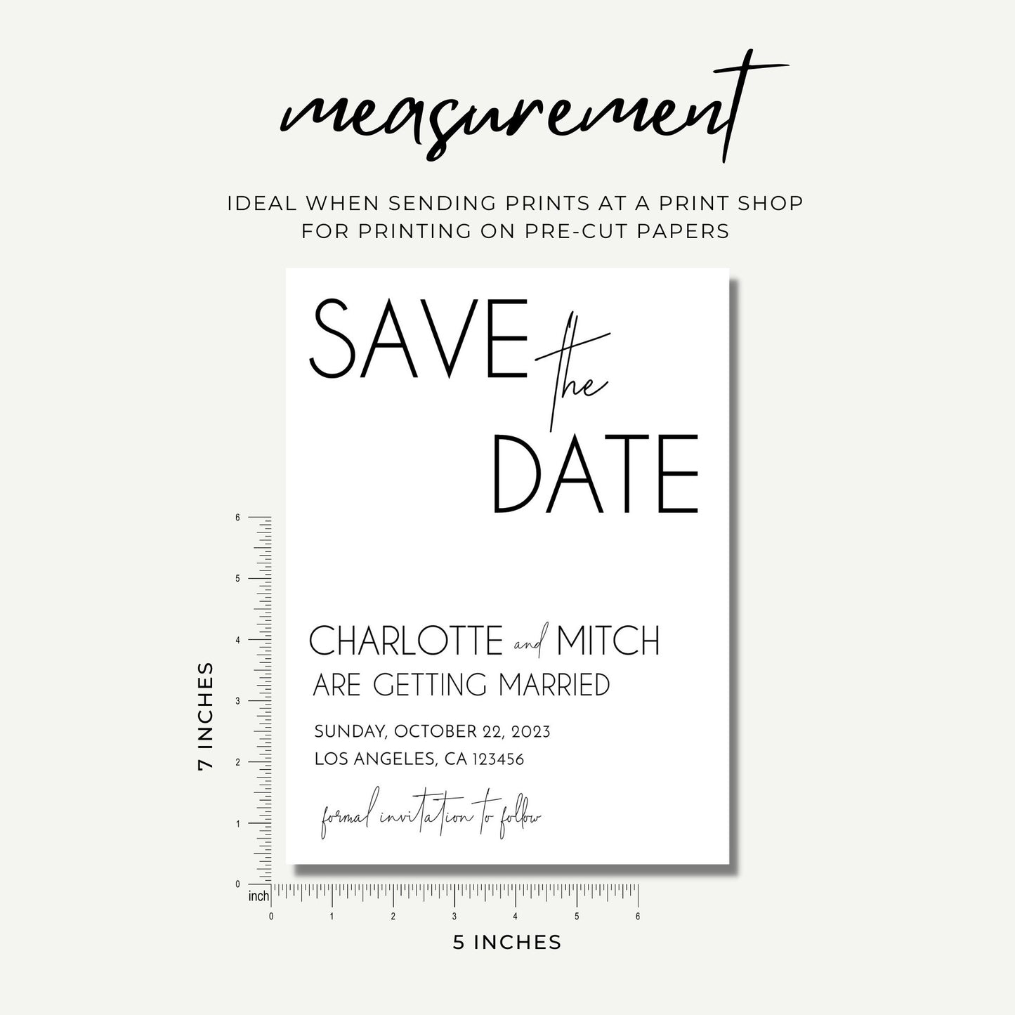 Minimalist Save the Date Invitation Template 5x7