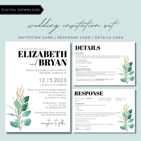 Eucalyptus Wedding Invitation Template