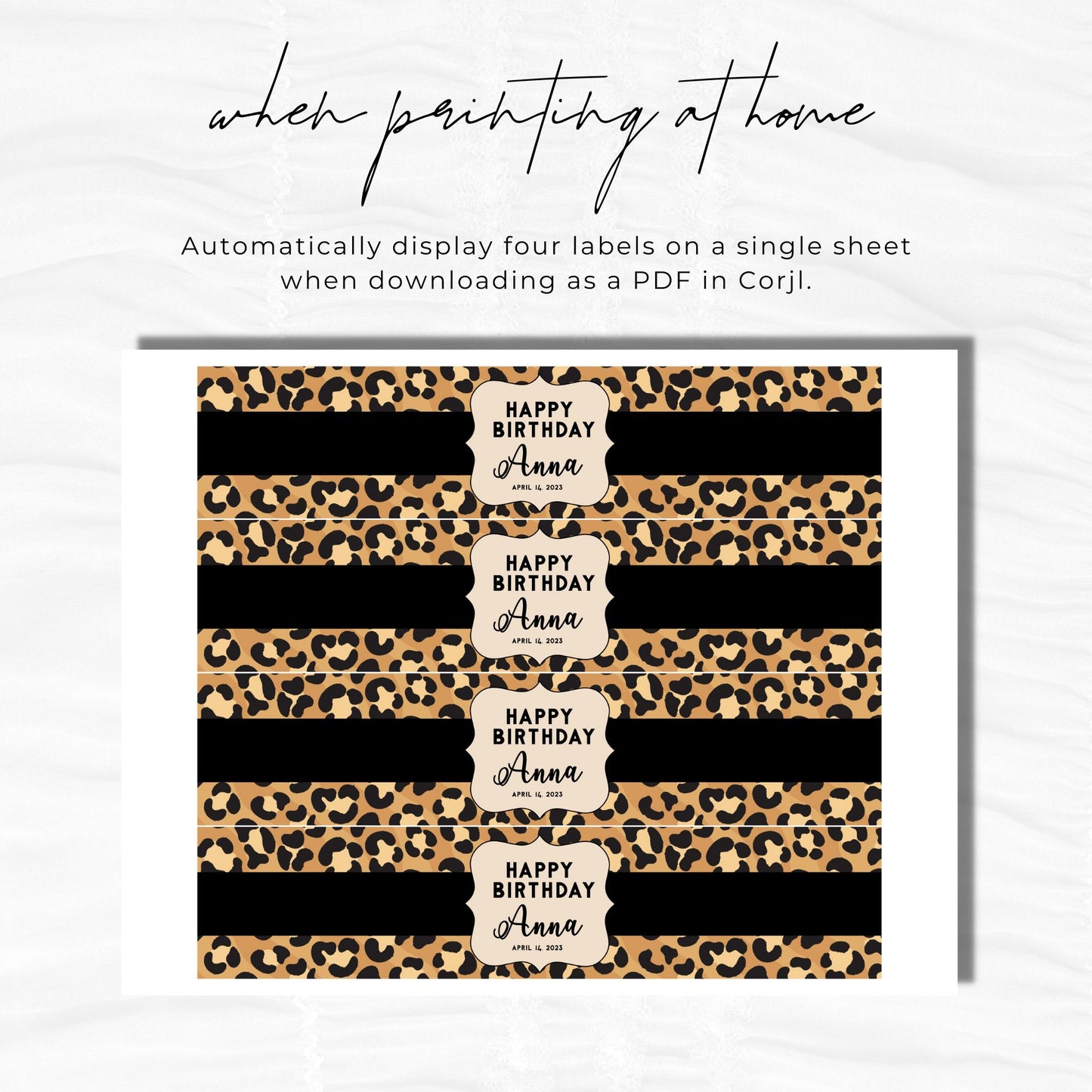 Personalized Bottled Water Template - Leopard Print