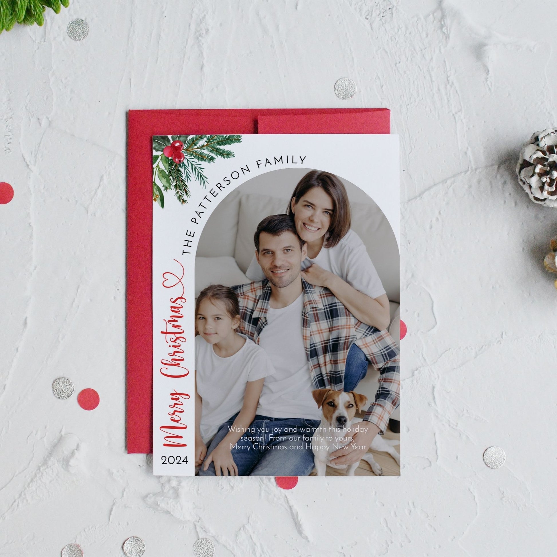 Editable Christmas Photo Card | Merry Christmas 2024 | Personalized Holiday Card | Customizable Family Photo Template | 5x7 Digital Download in Corjl