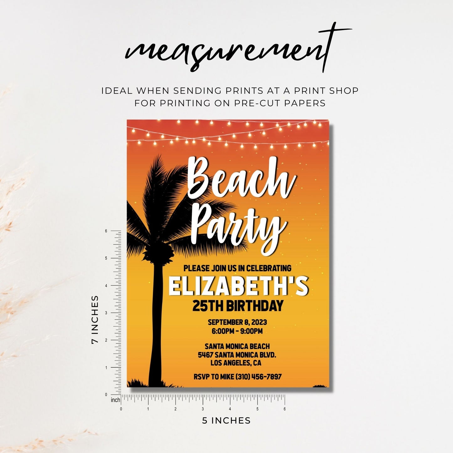 Sunset Beach Party Birthday Invitation Template