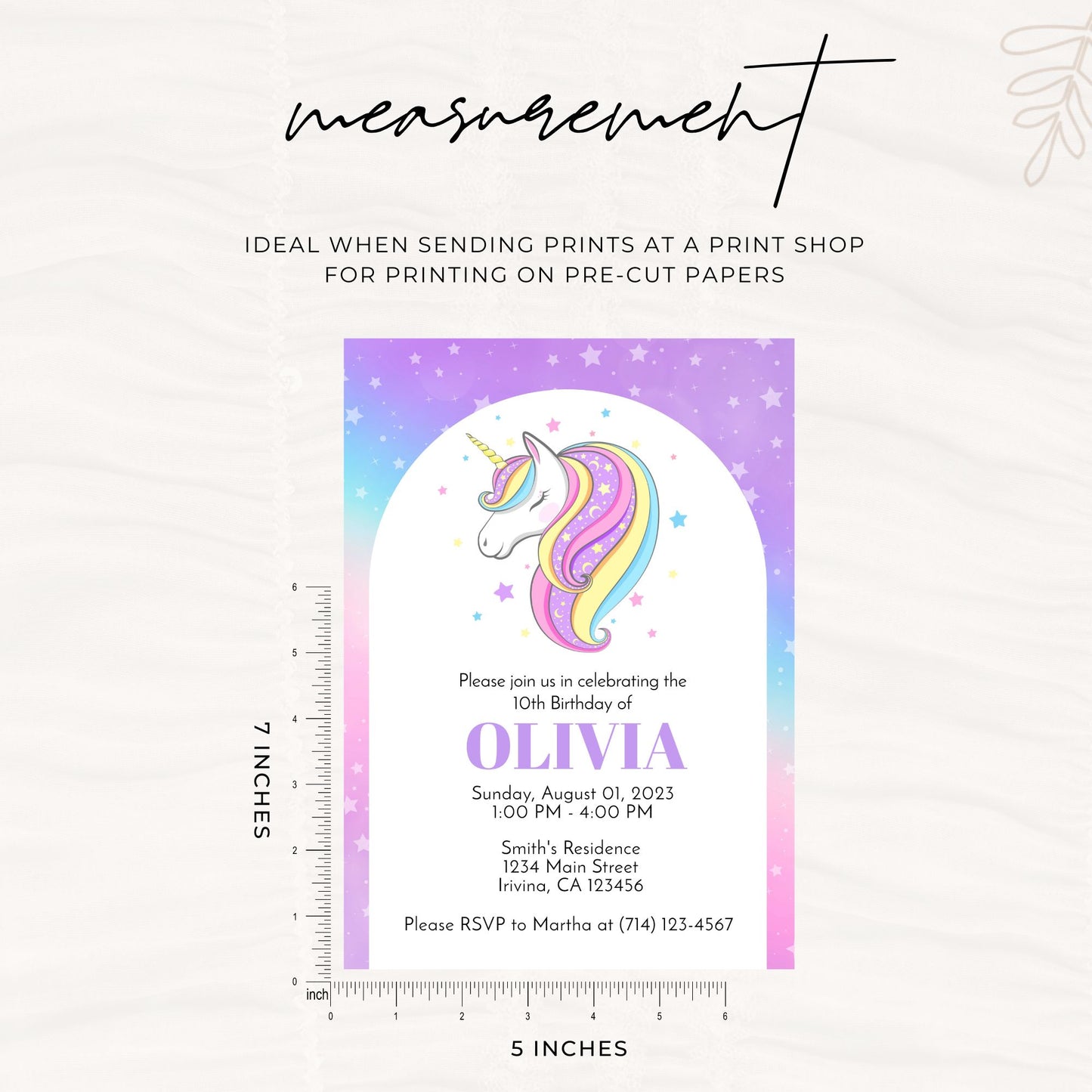 Editable Unicorn Birthday Invitation Template