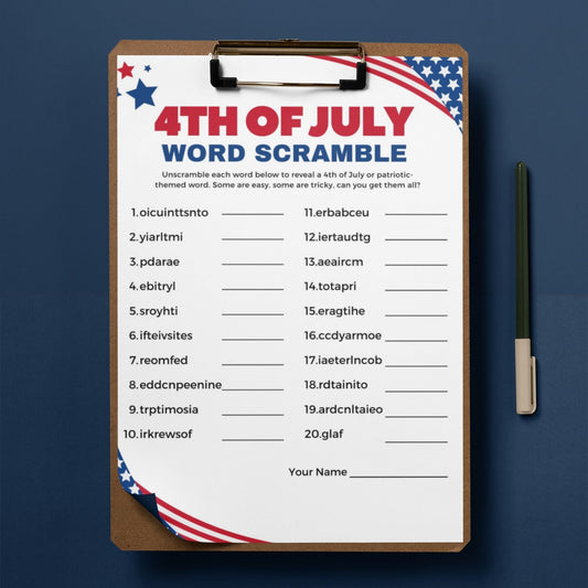 4th of July Word Scramble Game Printable for Kids and Adults Patriotic Party Activity Instant Download July Fourth PDF and JPG