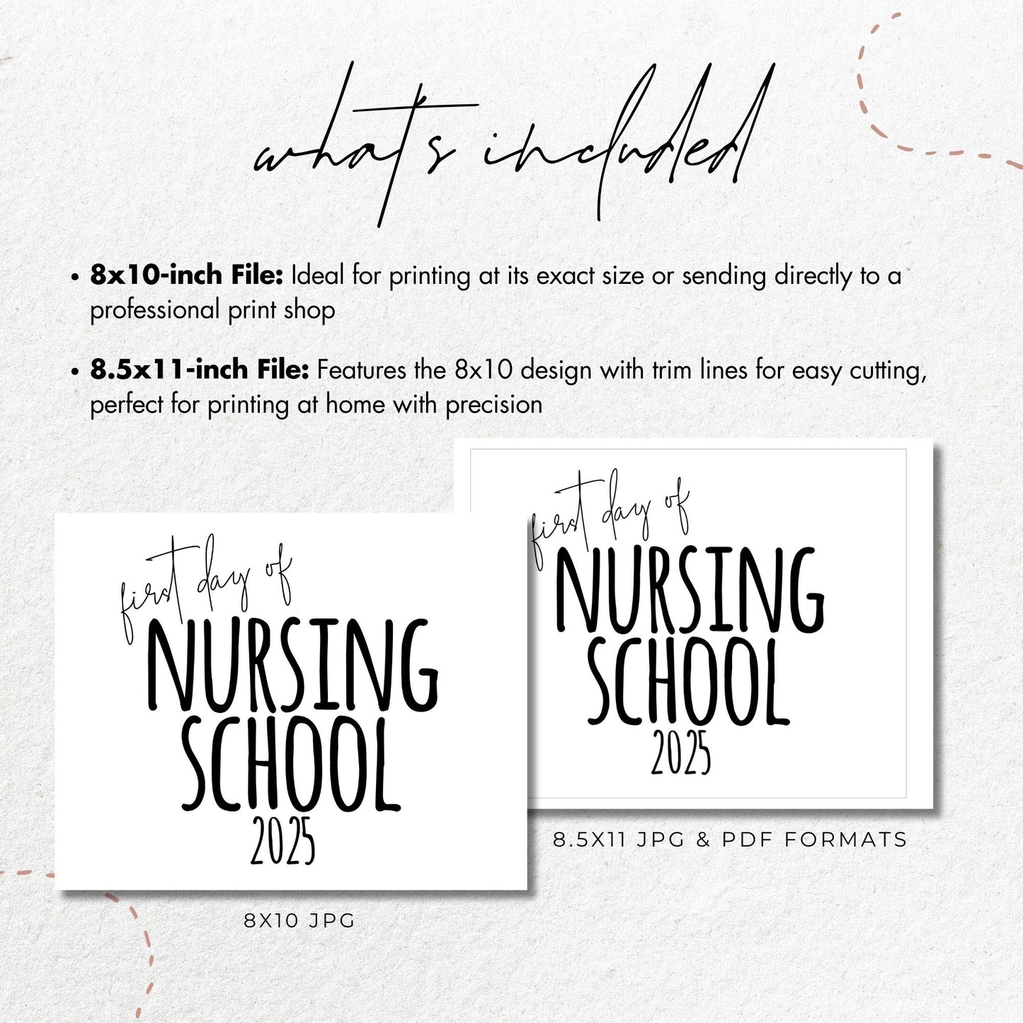 First Day of Nursing School 2025 Printable Sign 8x10