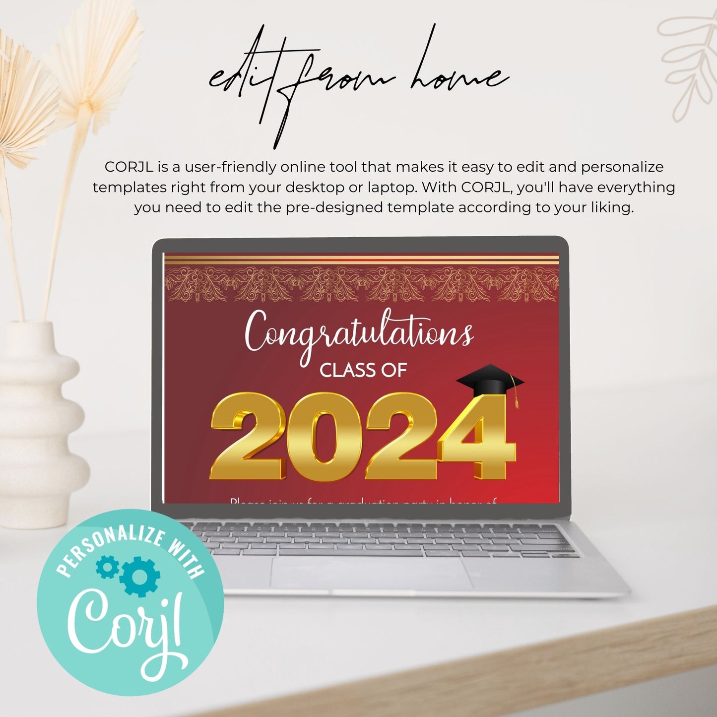 Class of 2024 Graduation Invitation Template - Gold and Maroon