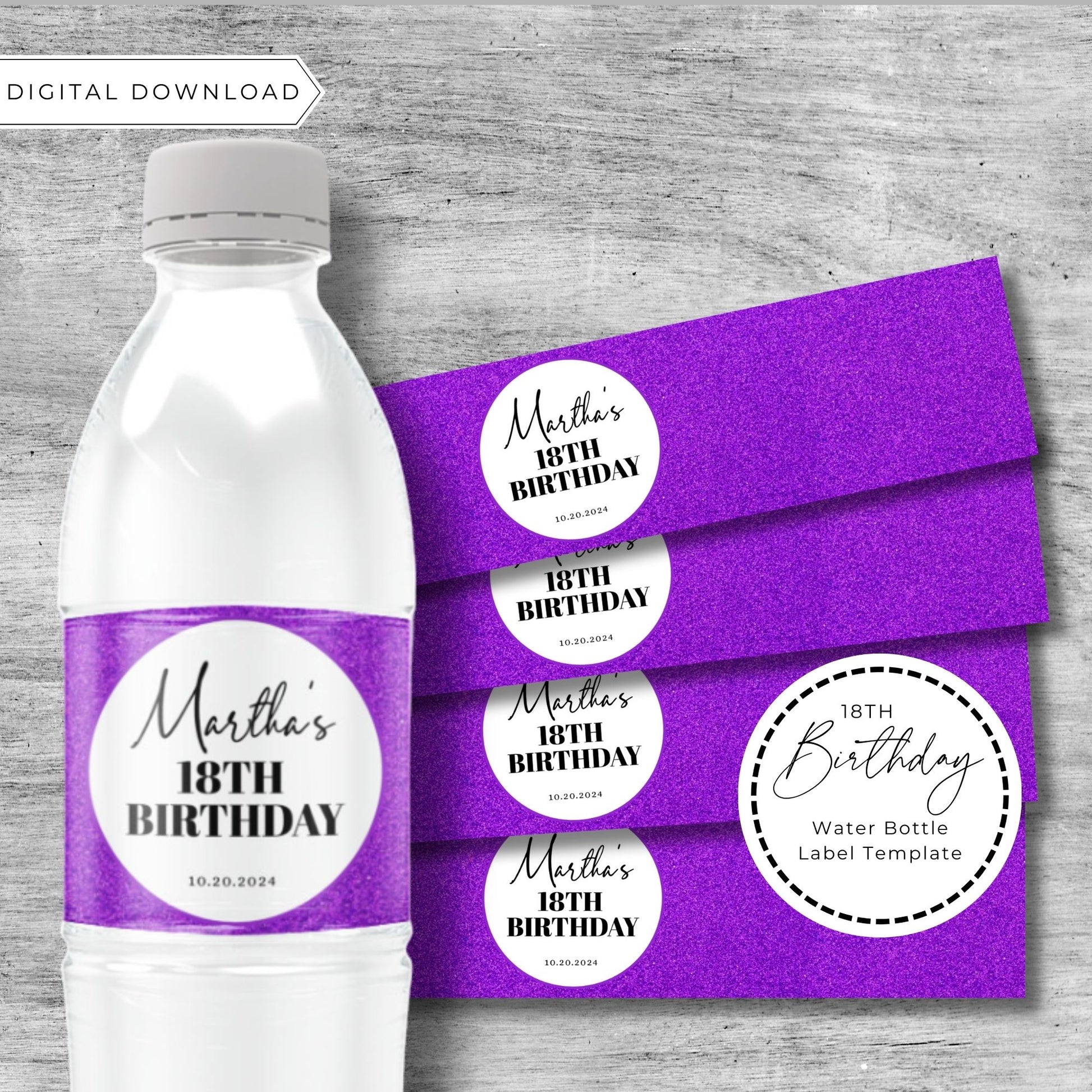 18th Birthday Water Bottle Label Template