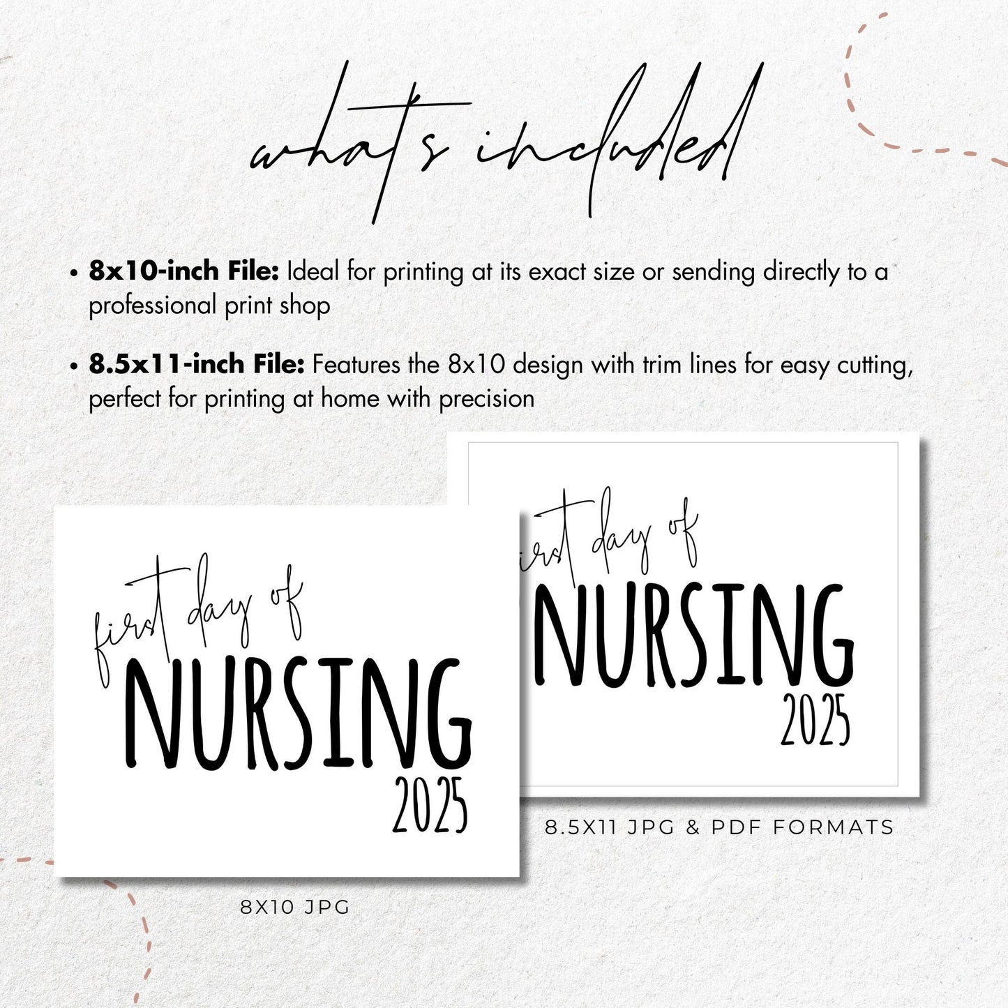 Printable First Day of Nursing 2025 Sign 8x10