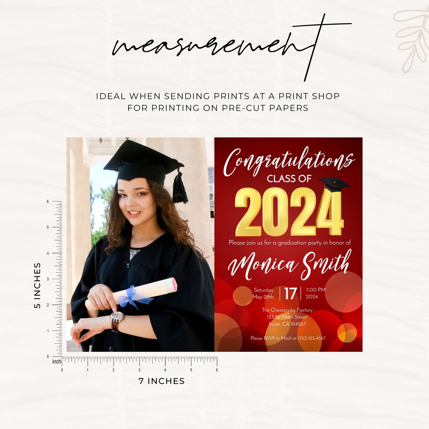 Class of 2024 Graduation Invitation Template - Maroon